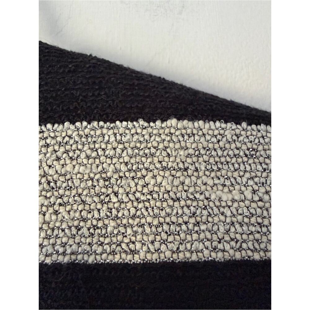 Alice + Olivia Textured Black Cream Silver Thread Horizontal Stripe Crop Jacket - Picture 5 of 10